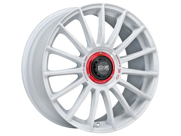 OZ SUPERTURISMO EVOLUZIONE WRC RACE WHITE RED LETTERING 8.5x19 ET44 5/112