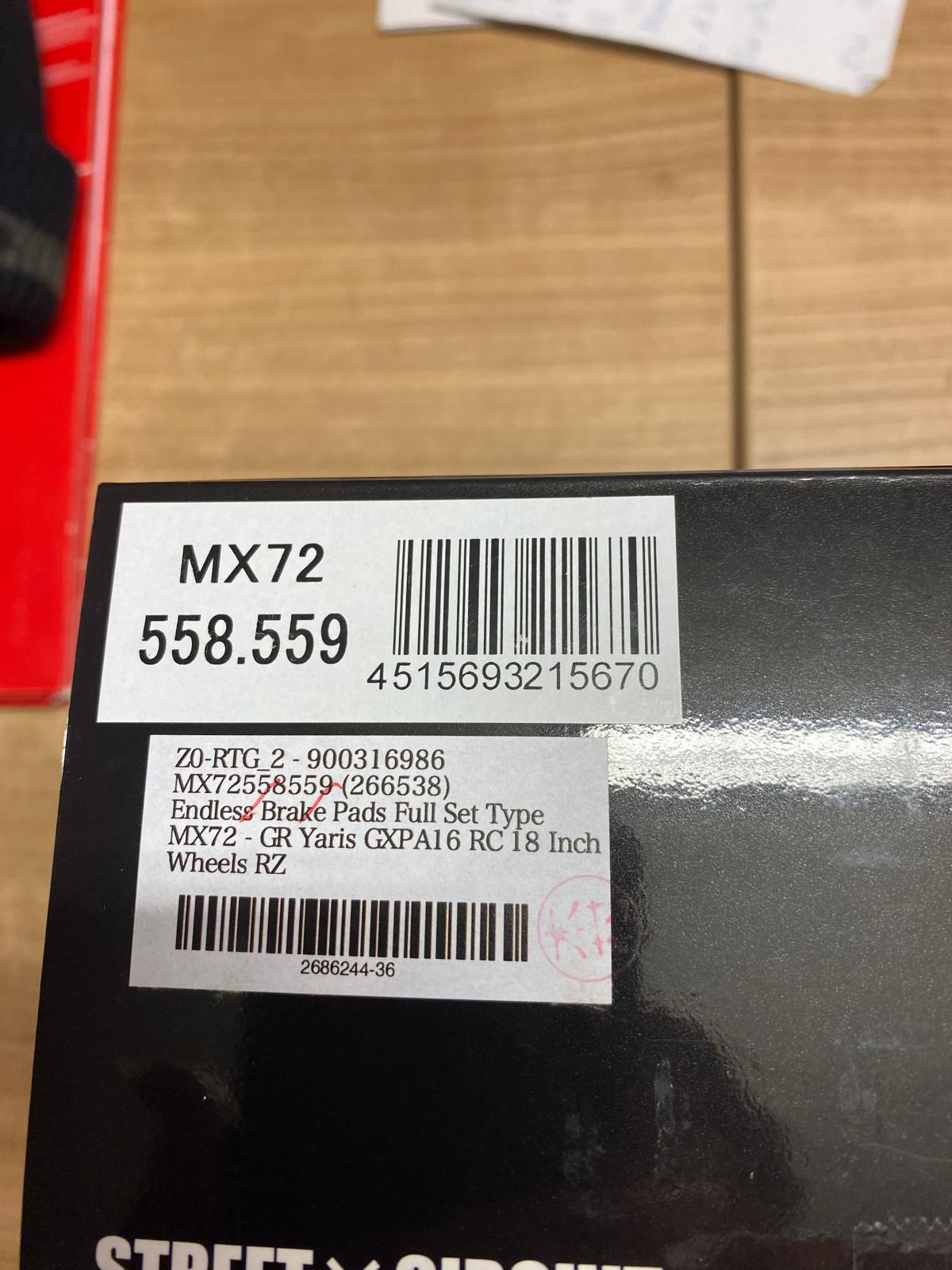 Endless Bremsbeläge Komplettsatz Type MX72 - MX72558559