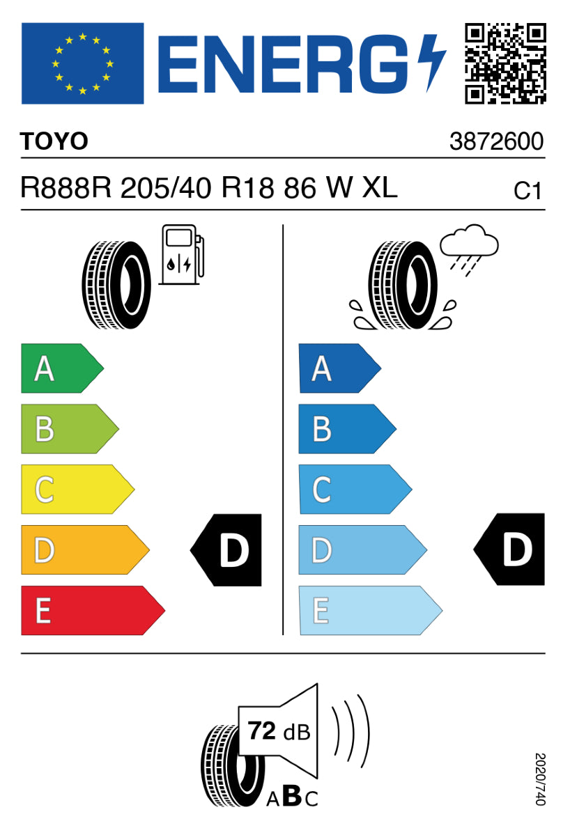 TOYO R888R 205/40 R18 86 W XL - Sommerreifen Semi Slick