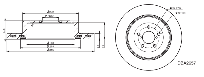 DBA 4000 Series T3 Bremsscheibe DBA42657S Subaru