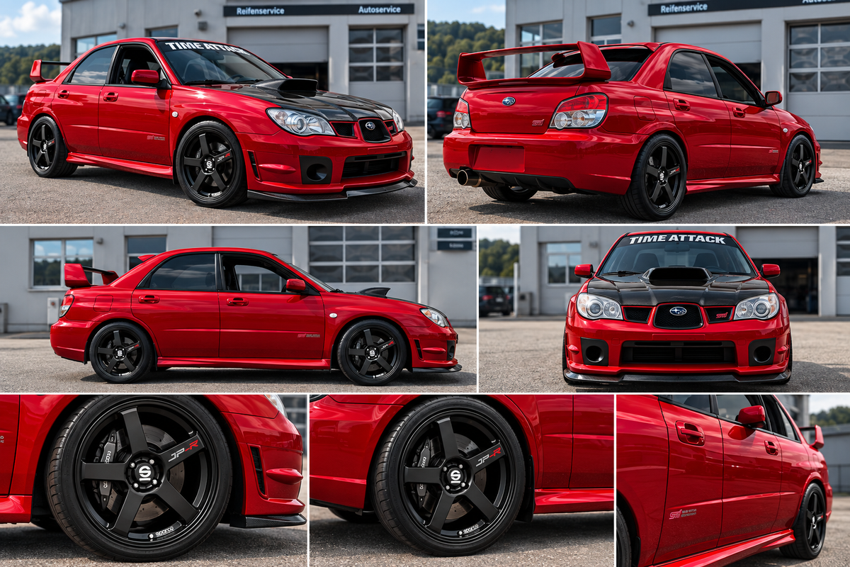 SPARCO JP-R Matt Black 8x17 ET40 5x114 Kompletträder – Subaru Impreza WRX STi GD/GG