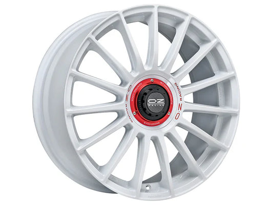 OZ SUPERTURISMO EVOLUZIONE WRC RACE WHITE RED LETTERING 8.5x19 ET44 5/112