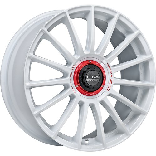 OZ Racing Superturismo Evoluzione 8,5x20" 5/112 ET45 – Gloss Black / Red Lettering - Gold / White