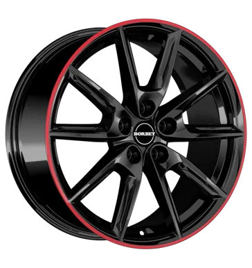 Borbet LX18 Black Glossy Rim Red 8x18 ET40 5/114,3