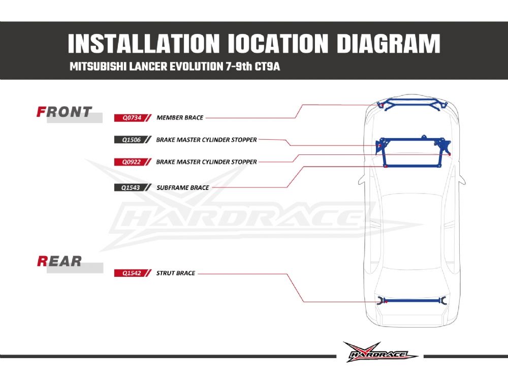HARDRACE Front Subframe Brace - Mitsubishi Lancer Evolution