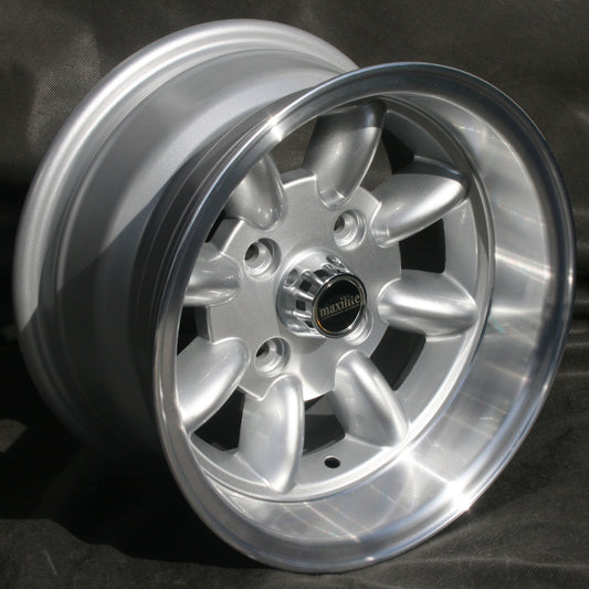 Set: 4x Minilight Style 7x13 silber/glanzgedreht + KM1 Hutmuttern + KM3 Radmuttern