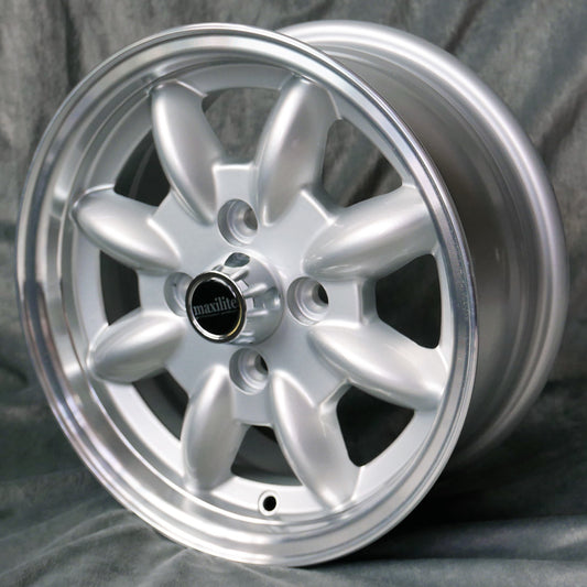 Set: 4x Minilight Style 7x15 silber/glanzgedreht + KM13 Radmuttern