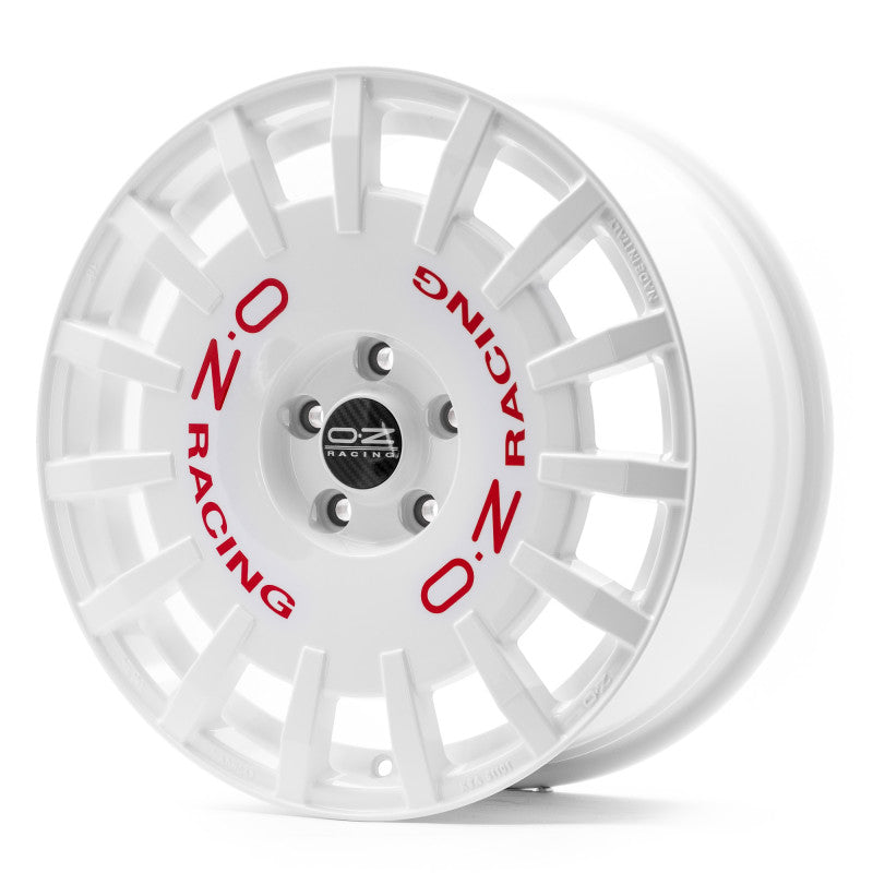 OZ Rally Racing 8.0x18 ET45 5/112 Race White Red Lettering