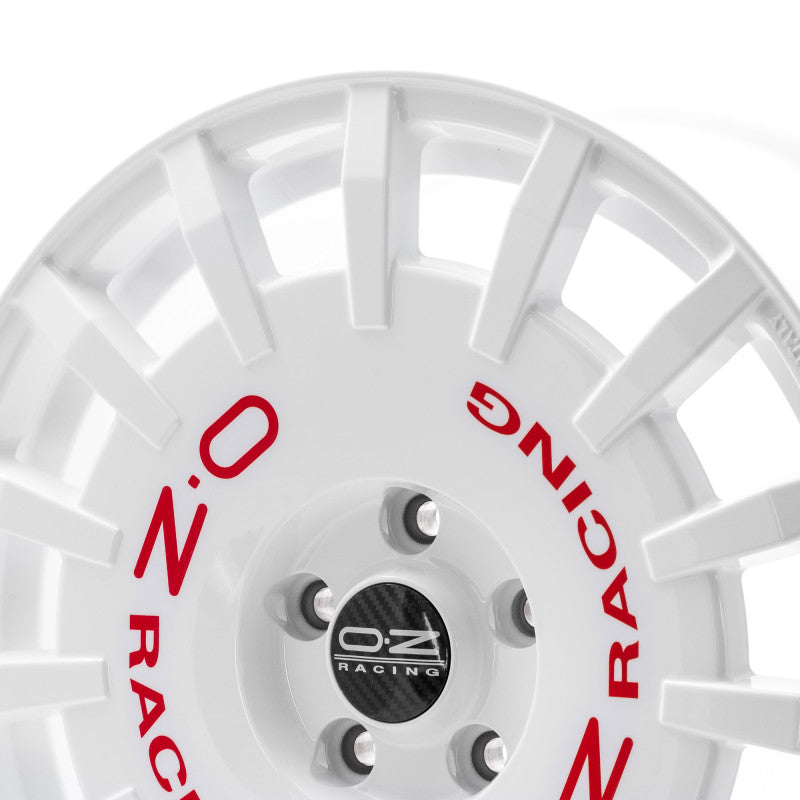 OZ Rally Racing 8.0x18 ET45 5/112 Race White Red Lettering