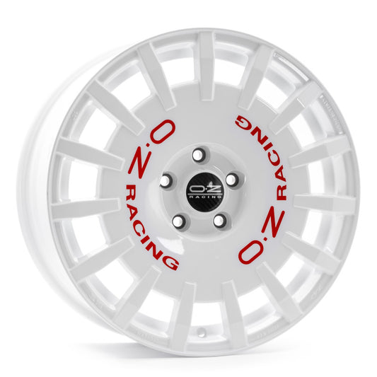 OZ Rally Racing 8.0x18 ET45 5/112 Race White Red Lettering
