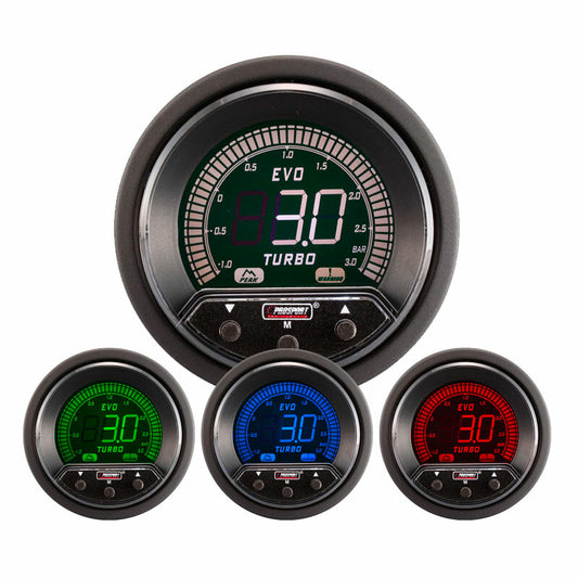 ProSport Evo Boost Pressure Gauge 52mm – -1 bis +3 BAR (4 Farben)